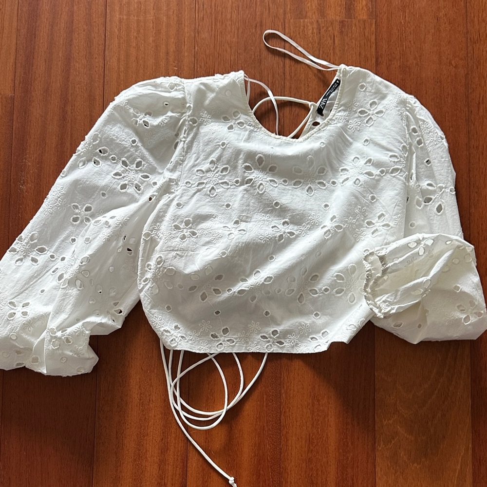 White Eyelet Lace Women's Top